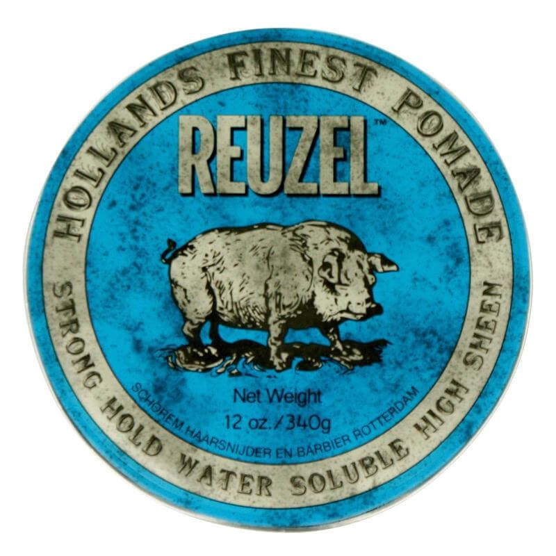 Reuzel Blue Strong Hold High Sheen pomáda 340 g, silná fixace s mokrým leskem na vodní bázi
