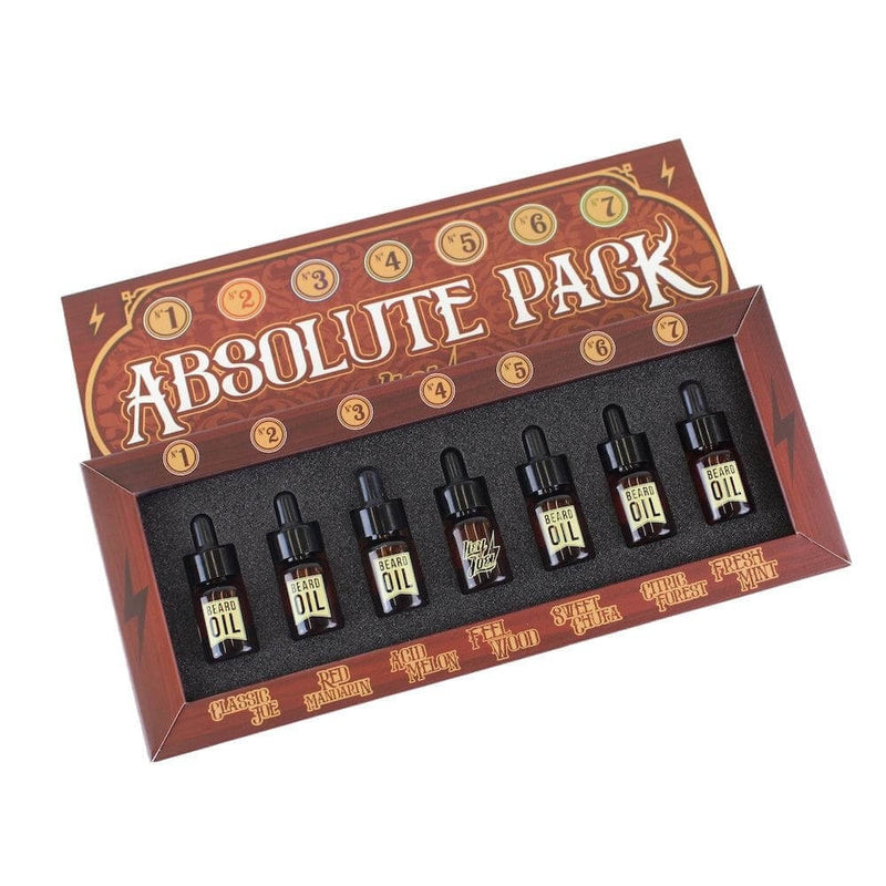 Hey Joe Absolute Pack 7 x 3 ml - sada sedmi olejů na vousy ve skleněných lahvičkách s kapátkem