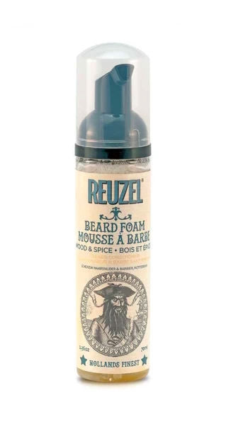Reuzel Wood and Spice vyživující pěna na vousy 70 ml s dávkovačem a dřevitě kořeněnou vůní