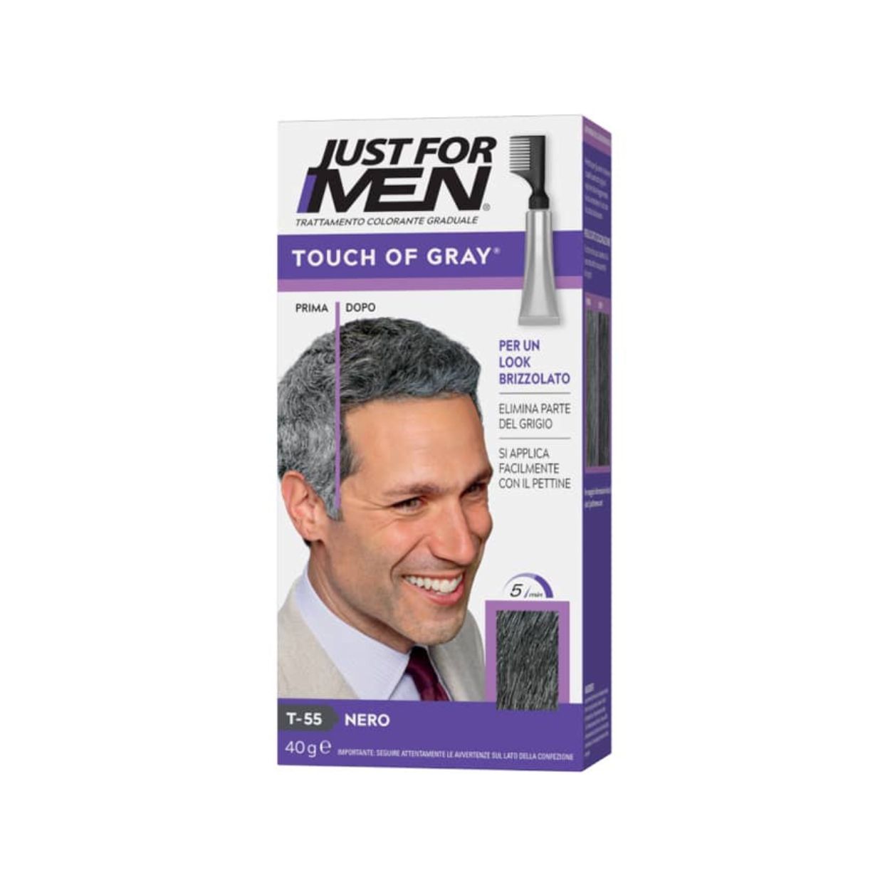 Just For Men Touch of Gray barva na vlasy pro redukci šedin - Black/Černá T-55