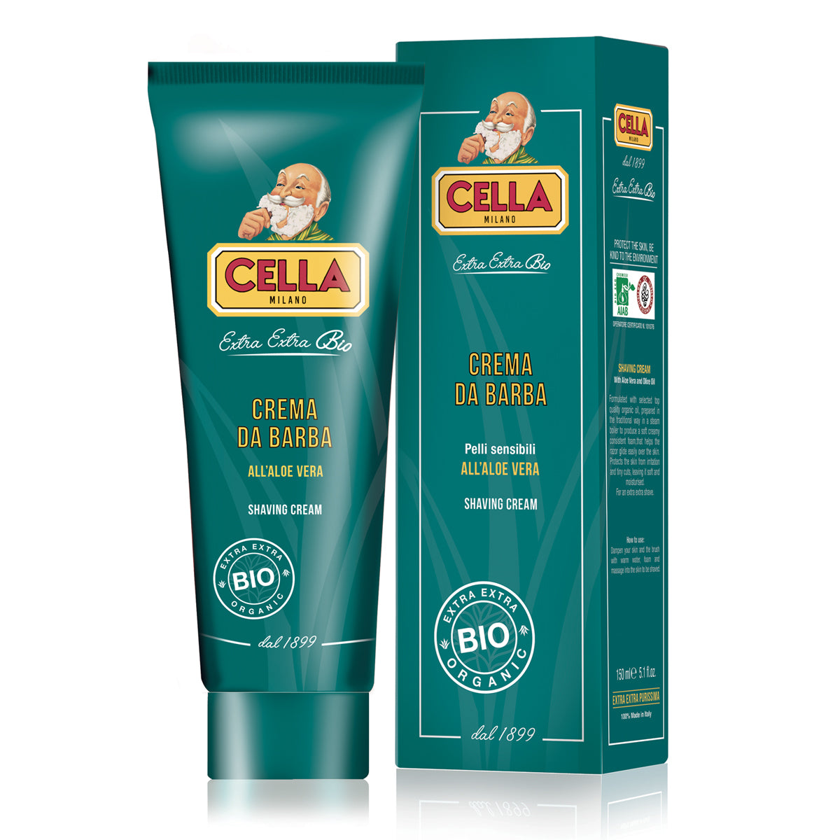 Cella Milano Bio Aloe Vera krém na holení v tubě 150 ml