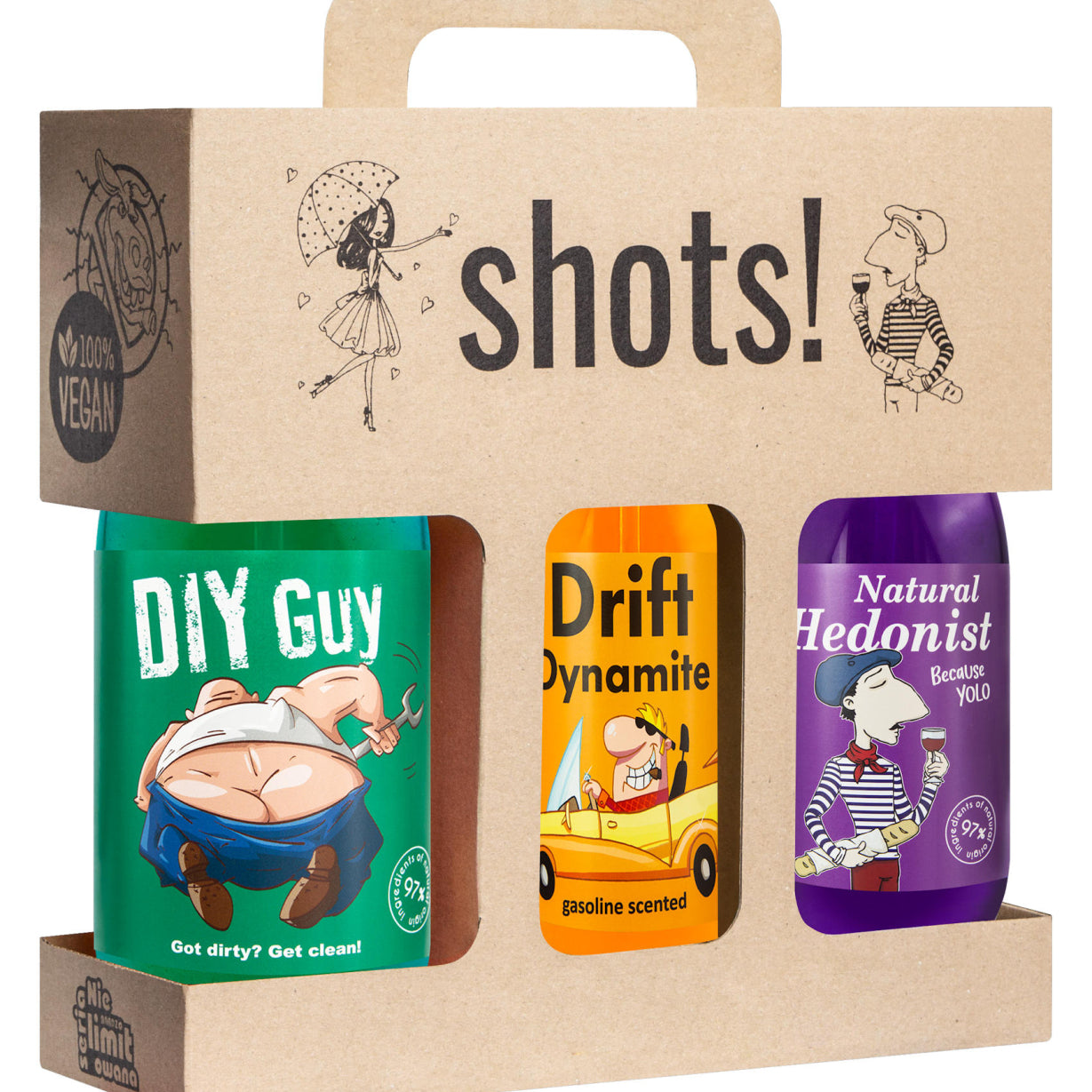 LaQ Shots! Mens sada sprchových gelů 3 x 500 ml