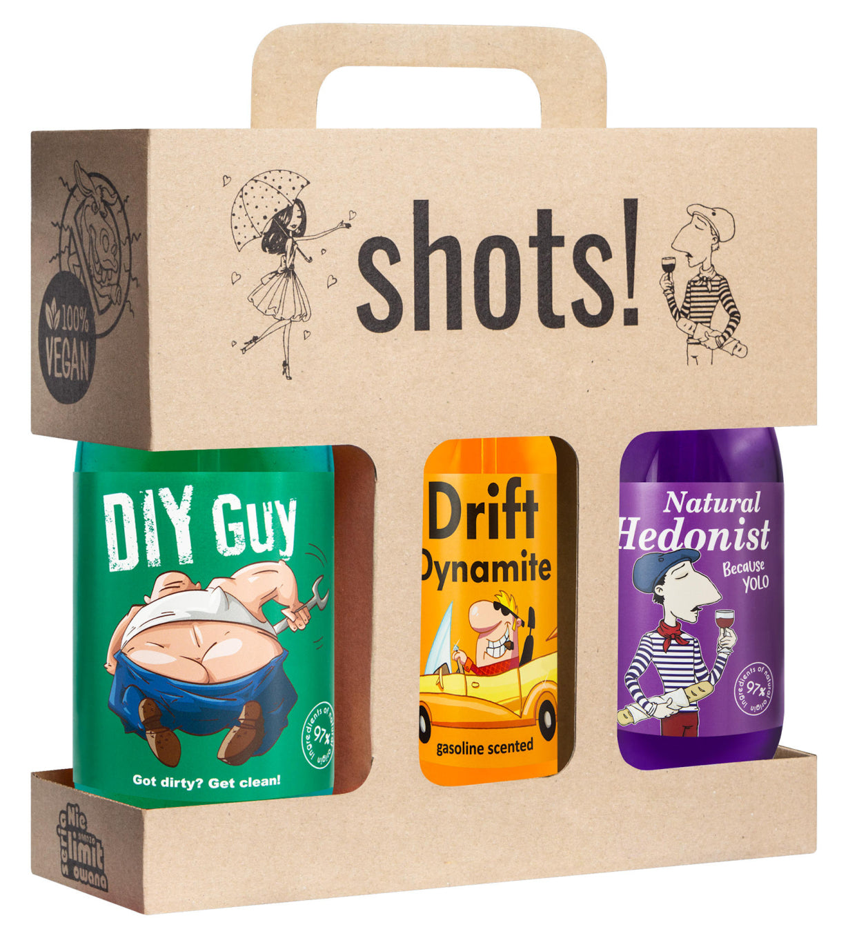 LaQ Shots! Mens sada sprchových gelů 3 x 500 ml