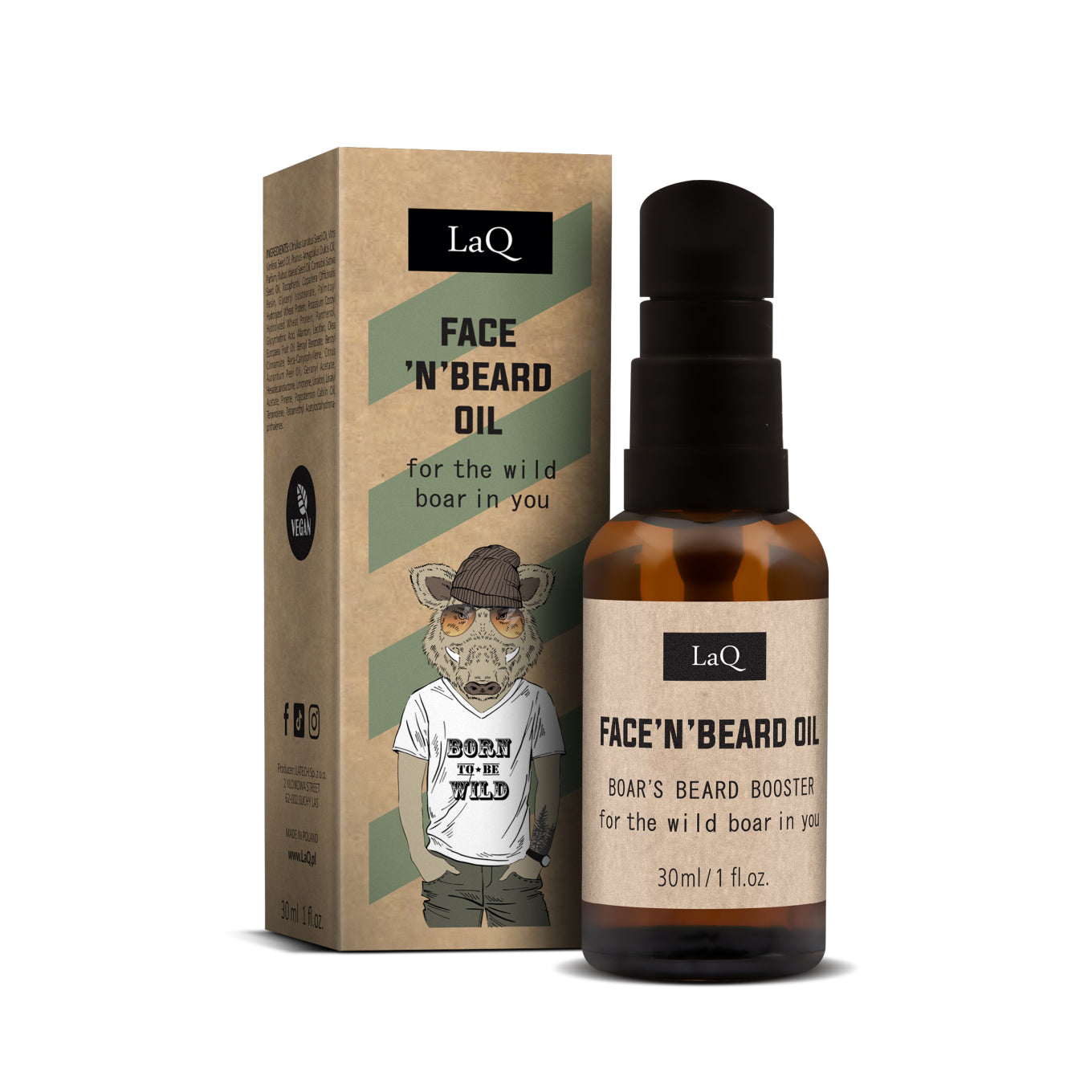 LaQ Wild Boar olej na vousy a tvář 30 ml