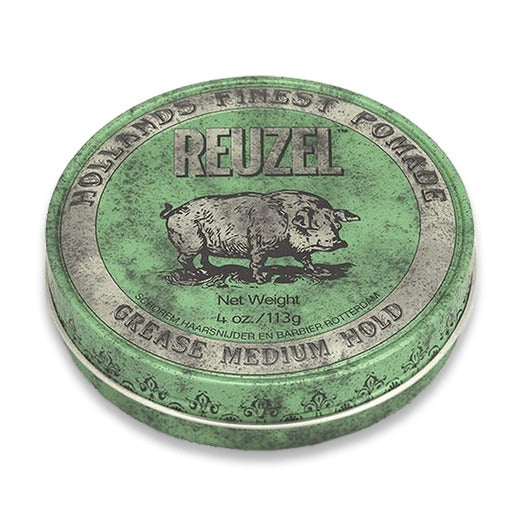 Reuzel Green Grease Medium Hold Piglet pomáda 113 g, zelená plechovka s prasátkem, olejová báze, střední fixace